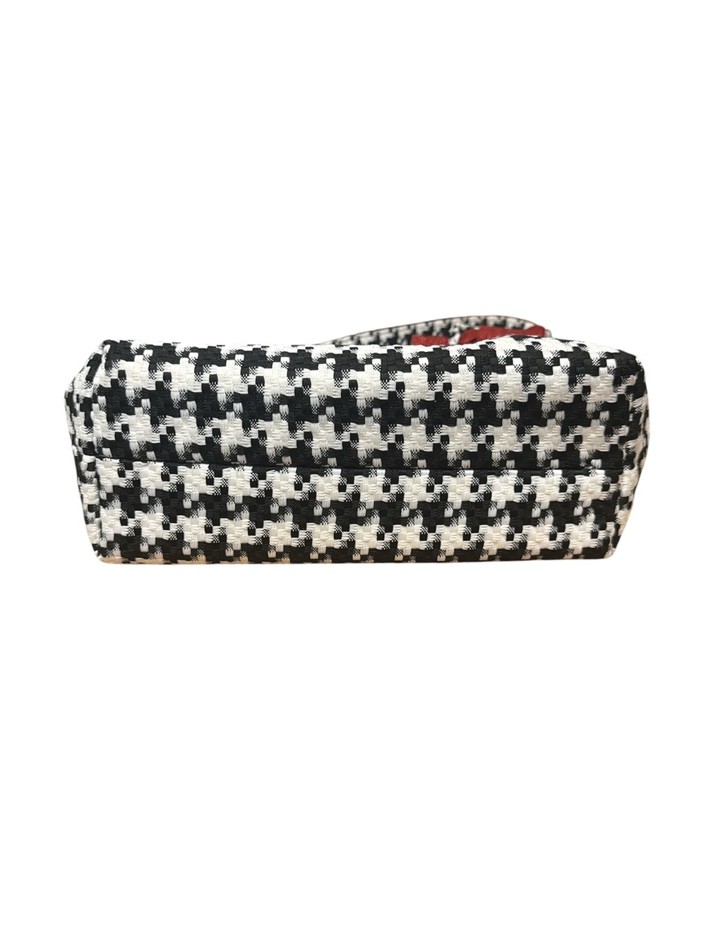 Black & White Houndstooth Tote with Burgundy Bows - Picture 4 of 4